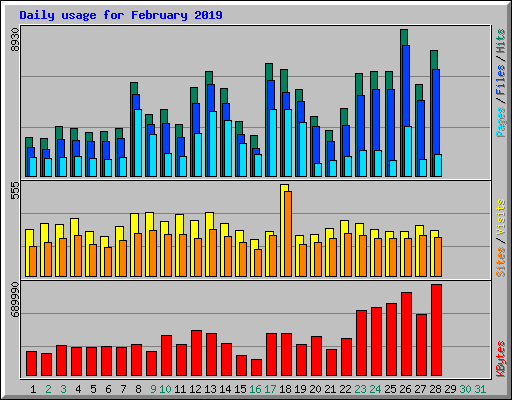 Daily usage for February 2019