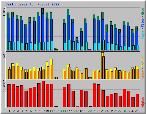 Daily usage for August 2022