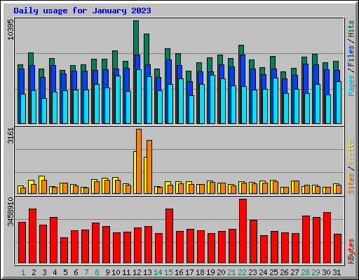 Daily usage for January 2023