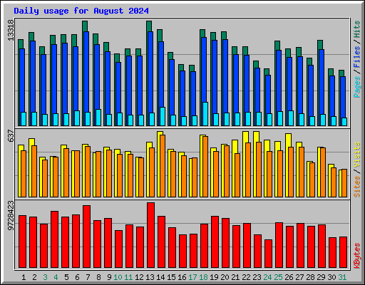 Daily usage for August 2024